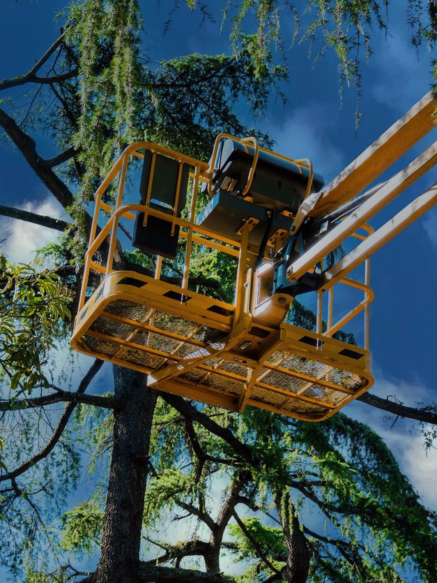 Aerial lifts like this are utilized by Starnes Communications in Lebanon, VA to conduct utility line clearing and maintenance, install Network Access points, and restore utilities after storm damage.